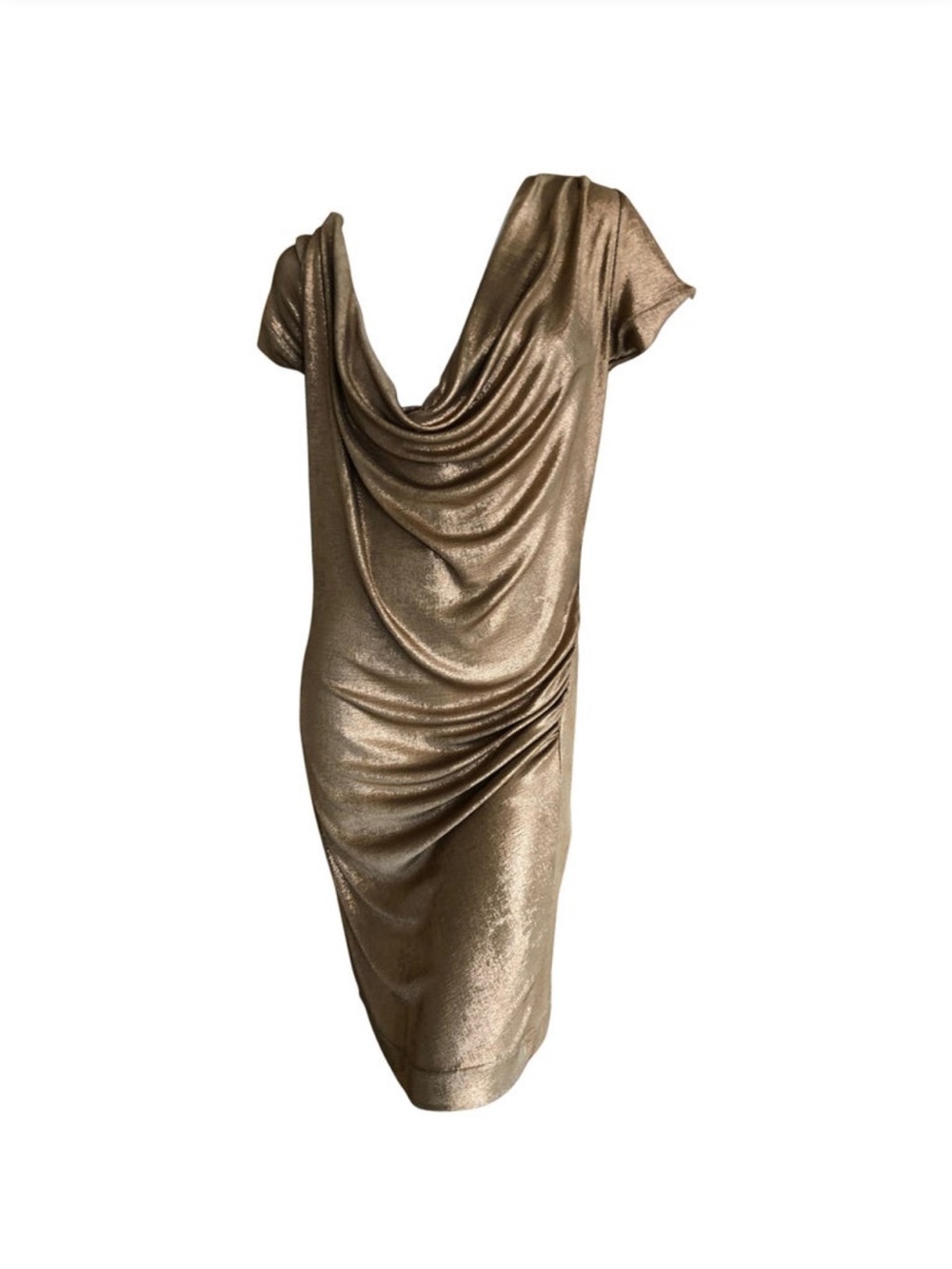 Vivienne Westwood Metallic Gold Draped Midi Dress